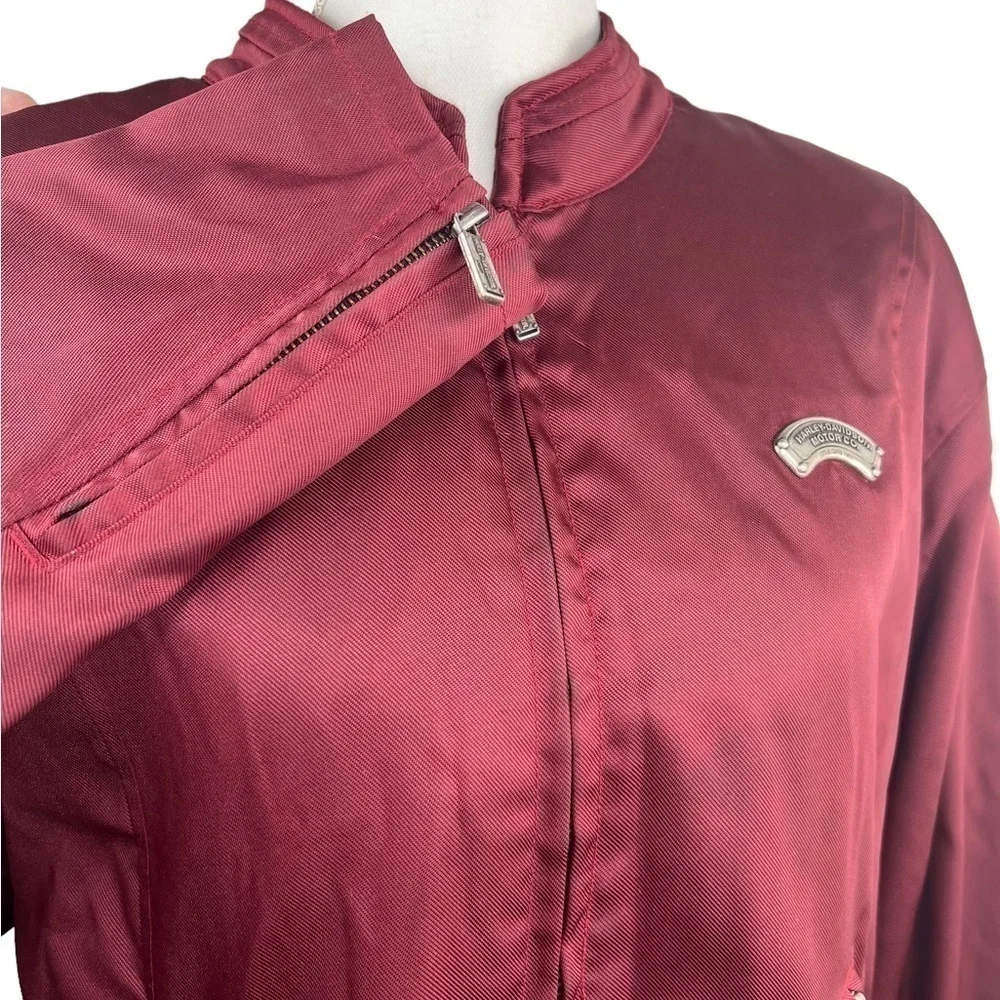 Harley Davidson Women's Burgundy Motorcycle Biker Jacket - Picture 7 of 16